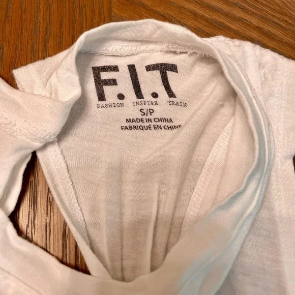 FIT Fashion Inspire Train Open Back Work in Progress Twisted Active Tank White - Picture 4 of 6